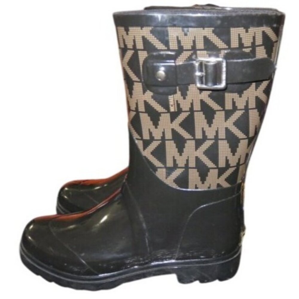 Michael Kors Signature Logo Monogram All Weather Rain Snow Rubber boots size 6